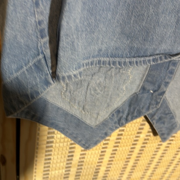 Blue Diamond Vintage 1990s Blue Denim Vest Lace Floral Appliques & Trim Large - Picture 13 of 15